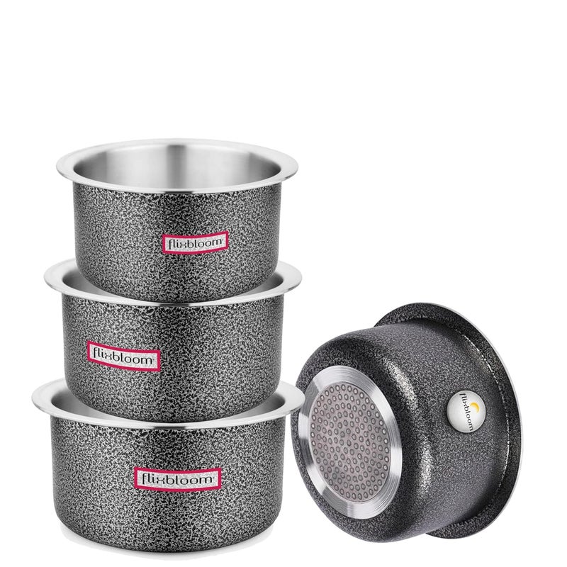FLIXBLOOM Flixbloom Cook Max Hard Anodised Induction Base Stove Friendly Cookware TopeBhagonaPatilaHandi Utensil for Cooking Kitchen Tope Without Lid 1L2L3L4L Cookware  - Image 2