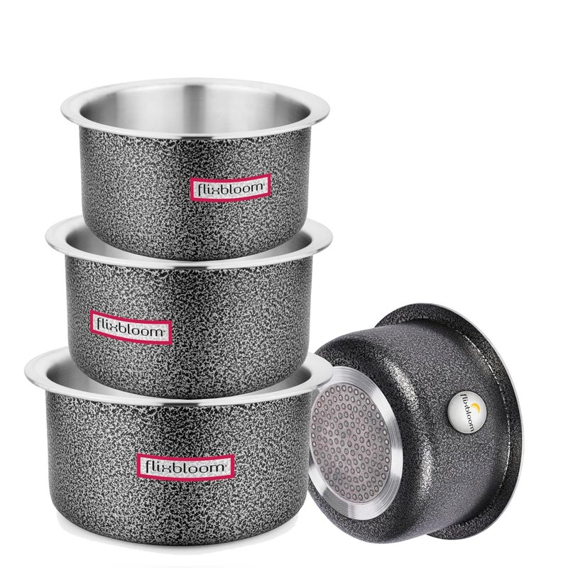 FLIXBLOOM Flixbloom Cook Max Hard Anodised Induction Base Stove Friendly Cookware TopeBhagonaPatilaHandi Utensil for Cooking Kitchen Tope Without Lid 1L2L3L4L Cookware  - Image 1