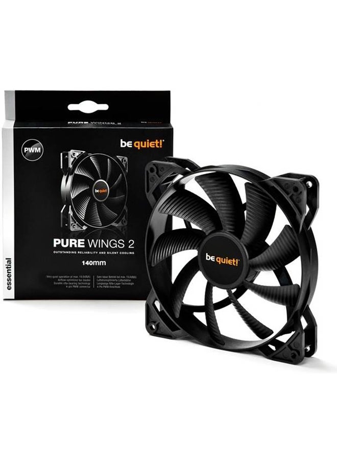 Be Quiet - Pure Wings 2 140 Mm PWM Case Fans, 9x Airflow-Optimized Fan Blades, 1000 RPM Fan Speed, Up To 104 CFM Airflow, Rifle Bearing Technology, Black BL040 - Image 1