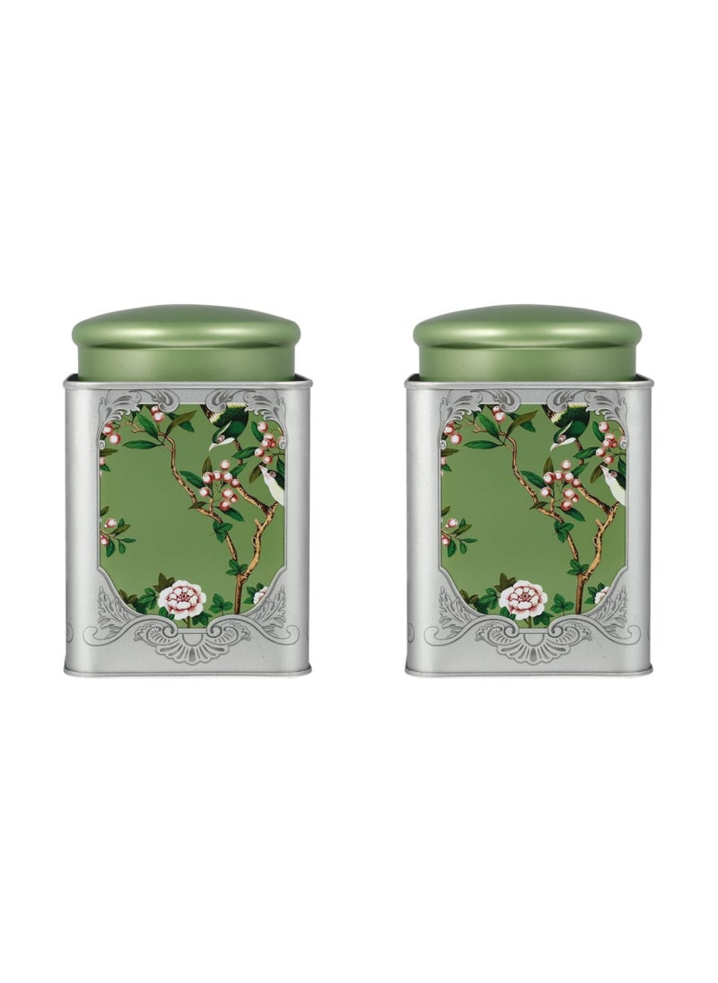 General Metal Container Tea Caddy, 2 Pack of Tea Caddies with Sealed Double Lid, Chinese Style Tea Jar for Dry Food Coffee Sugar Storage Tea Container, For Storage Tea Bags Coffee Sugar  - Image 1