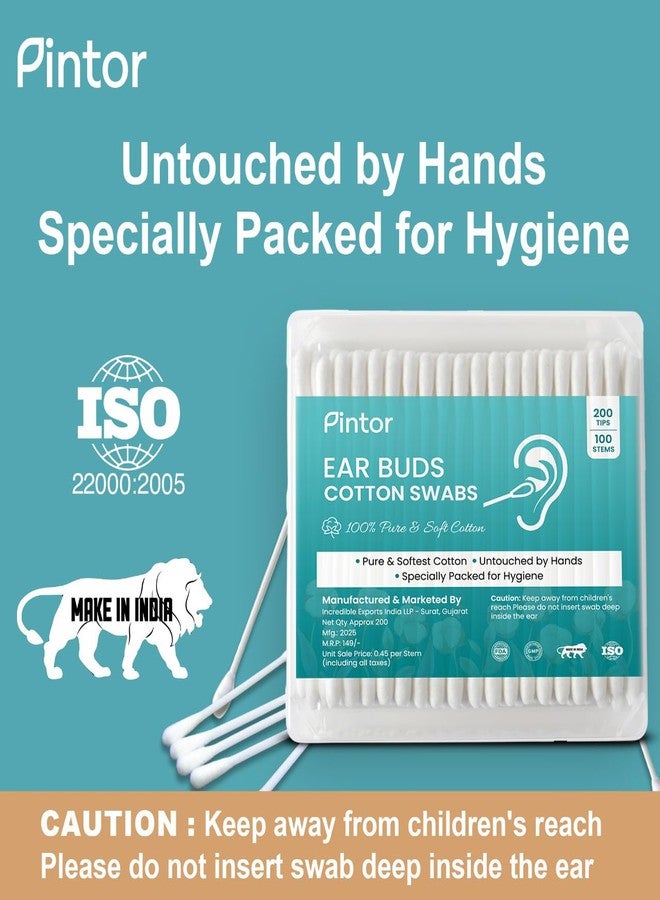 Pintor Cotton Buds | 200 Double-Tip | Baby Safe & Soft | Hypoallergenic | Resealable Pack - Image 4