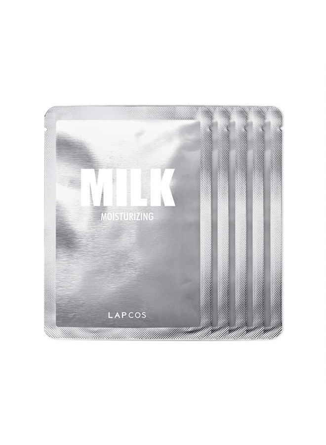 LAPCOS Milk Sheet Mask, Moisturizing Daily Face Mask to Replenish & Restore Dry Skin with Ceramides, Korean Beauty Favorite, 5-Pack - Image 1