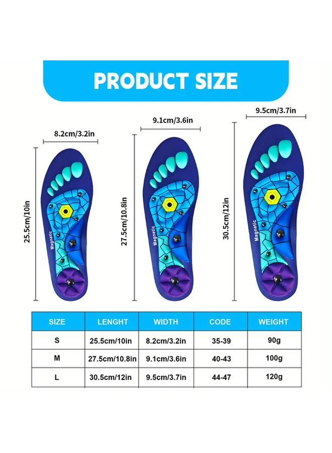 Magnetic Acupressure Shoe Insoles Blue Size L 44 47 Massage Pads for Men and Women - Image 3