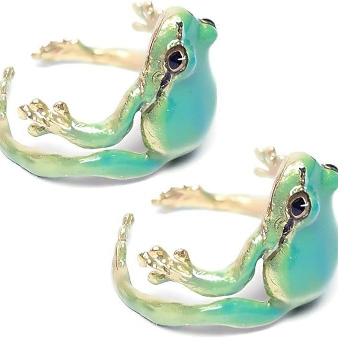 WU New Stylish Green Funny Frog Ring - Unique Design, Adjustable Size - Image 5
