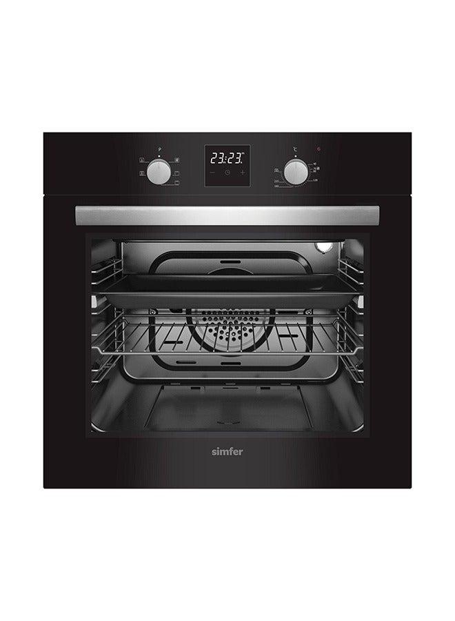 فرن كهربائي مدمج 60 سم 2 مقبض 6 وظائف زجاج أسود