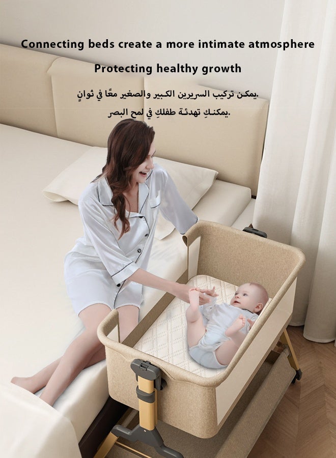 Kidilo Portable Newborn Baby Folding Bedside Crib Bassinet Bed With Large Storage Basket, Side Mesh, Adjustable Height, Soft Mattress, Swivel Wheels And Mosquito Net - Image 5