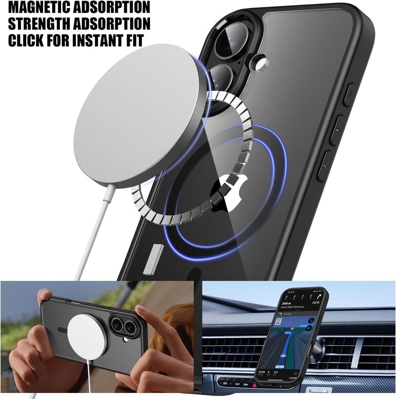 MAGICHUB Ultra-Hybrid Back Cover Case for iPhone 16 Compatible with Wireless Charging | 360 Protection | Crystal Clear Hard Back Cover Case for iPhone 16 (Black Magsafe) - Image 4