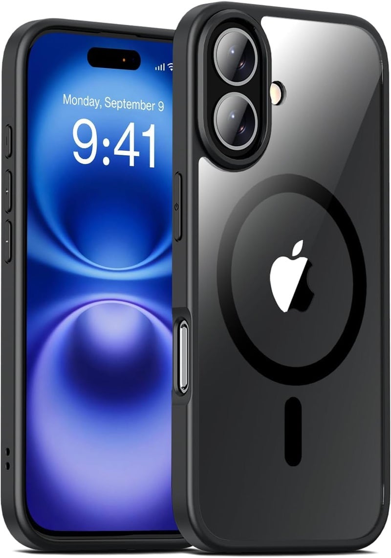 MAGICHUB Ultra-Hybrid Back Cover Case for iPhone 16 Compatible with Wireless Charging | 360 Protection | Crystal Clear Hard Back Cover Case for iPhone 16 (Black Magsafe) - Image 1