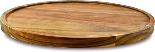 AUAM 14 Acacia Wood Lazy Susan Organizer Kitchen Turntable for Cabinet Pantry Table Organization 