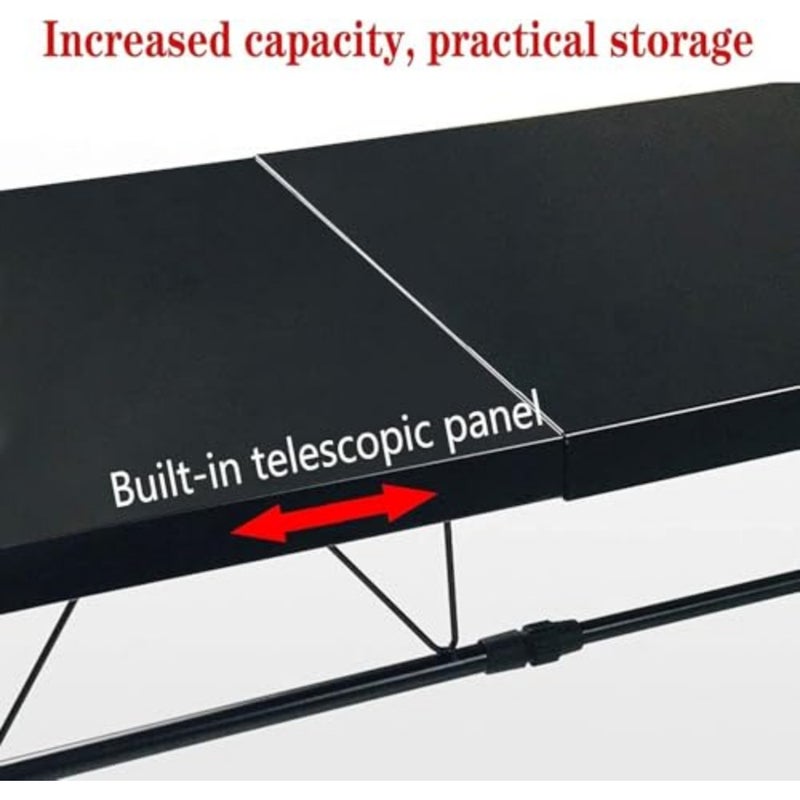 Microwave Shelf for Kitchen, Microwave Stand with 3 Hooks, Expandable Horizontal Extension Microwave Oven Rack, Adjustable Kitchen Stand Storage for Toaster Oven Rice Cooker-Black - Image 4