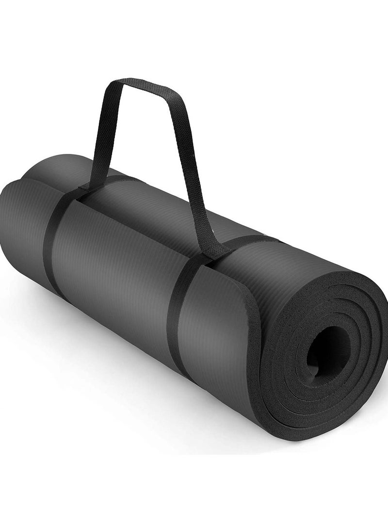 Generic Extra Thick NBR Yoga Mat for Comfort & Support Black 183x61x1cm  - Image 1