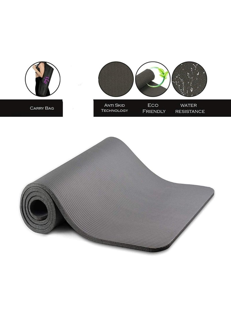 Generic Extra Thick NBR Yoga Mat for Comfort & Support Black 183x61x1cm  - Image 2