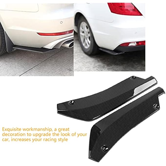 NOENNULL 1 Pair of Universal Car Modified Rear Bumper Canard Diffuser Spoiler Lip Splitter Fins (Carbon Fiber Style) - Image 3
