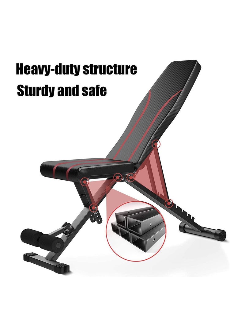 KUYING - Folding Weight Fitness Bench, Adjustable Motion Exercise Bench 7 Abdominal dumbbell backrest, Weight Training Equipment, Drop/Incline/bench Press, Home Gym Full Body Fitness Practical Bench - Image 1