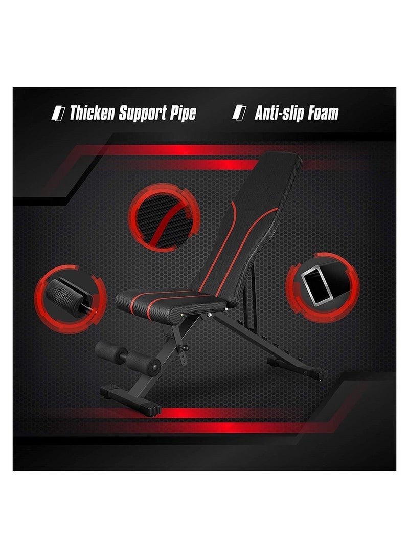 Folding Weight Fitness Bench, Adjustable Motion Exercise Bench 7 Abdominal dumbbell backrest, Weight Training Equipment, Drop/Incline/bench Press, Home Gym Full Body Fitness Practical Bench - Image 4