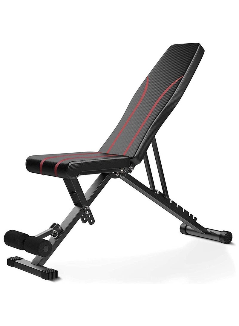 Folding Weight Fitness Bench, Adjustable Motion Exercise Bench 7 Abdominal dumbbell backrest, Weight Training Equipment, Drop/Incline/bench Press, Home Gym Full Body Fitness Practical Bench - Image 1