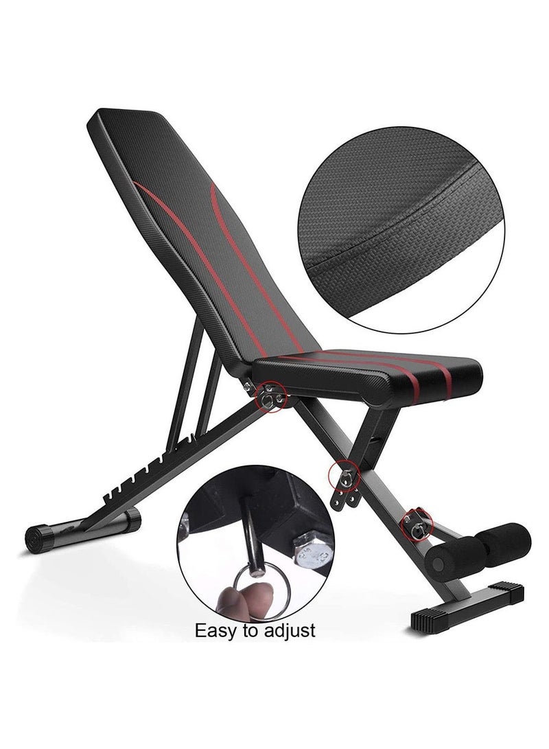 Folding Weight Fitness Bench, Adjustable Motion Exercise Bench 7 Abdominal dumbbell backrest, Weight Training Equipment, Drop/Incline/bench Press, Home Gym Full Body Fitness Practical Bench - Image 3