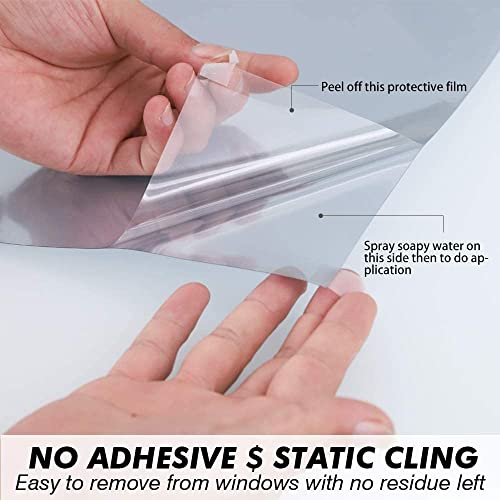 SIA VENDORS Home/Office/Bathroom One Way Window Film Non Adhesive Mirror Reflective Privacy Window Film Static Cling Glass Tinting Silver (Silver, 20 X 60 INCHES) - Image 5