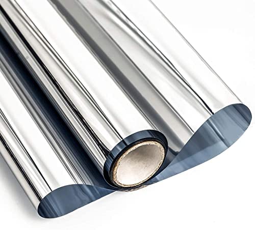 SIA VENDORS Home/Office/Bathroom One Way Window Film Non Adhesive Mirror Reflective Privacy Window Film Static Cling Glass Tinting Silver (Silver, 20 X 60 INCHES) - Image 1