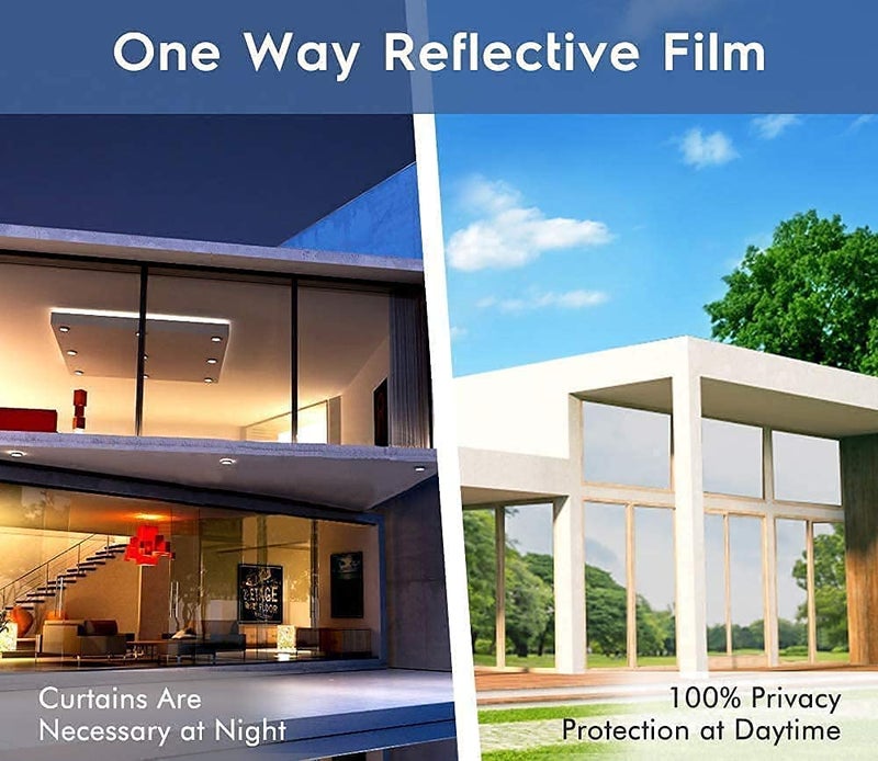 SIA VENDORS Home/Office/Bathroom One Way Window Film Non Adhesive Mirror Reflective Privacy Window Film Static Cling Glass Tinting Silver (Silver, 20 X 60 INCHES) - Image 3
