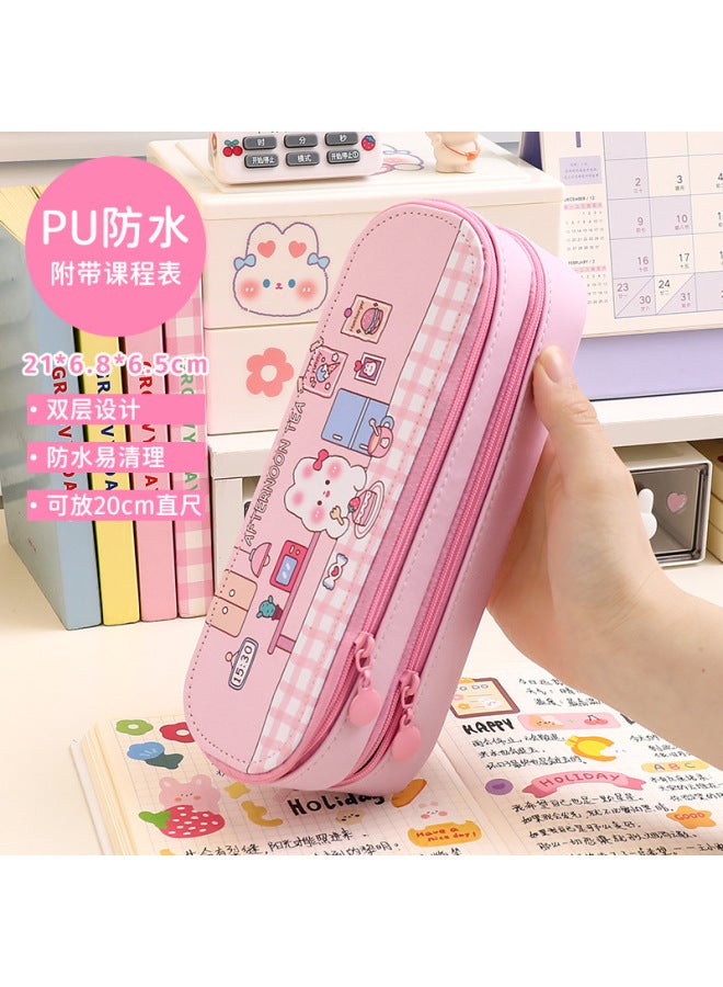 Opening Season Double-layer Pencil Case Large Capacity Simple Girl Heart Pencil Case Student Cute Stationery Pencil Case Prize Gift - Image 1