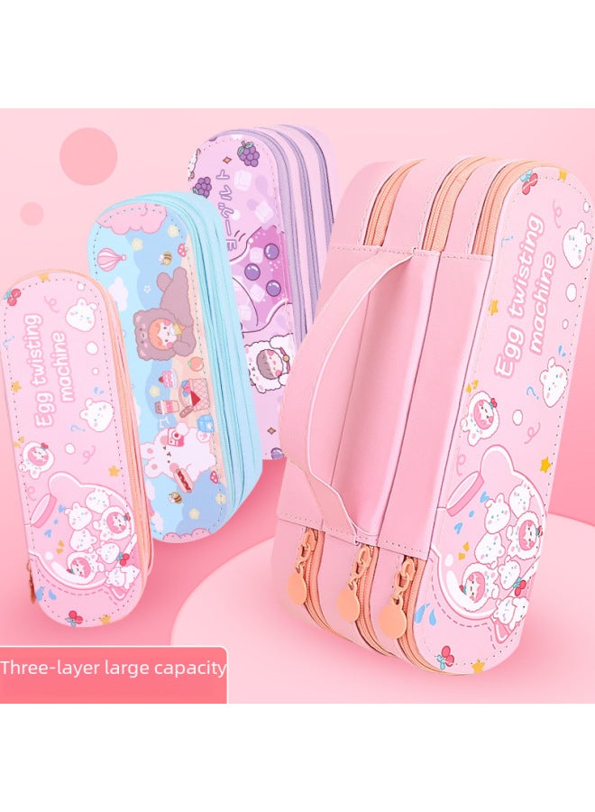 Opening Season Double-layer Pencil Case Large Capacity Simple Girl Heart Pencil Case Student Cute Stationery Pencil Case Prize Gift - Image 4