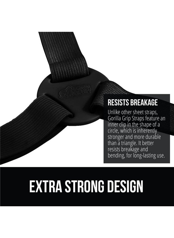 Gorilla Grip GORILLA GRIP Bed Sheet Straps, Adjustable Elastic Fasteners with Metal Clips, Keep in Place Fitted Bedding Holder, Easy Install Suspenders Mattress, Firm Tight Accessories, 8 Pack Black  - Image 3
