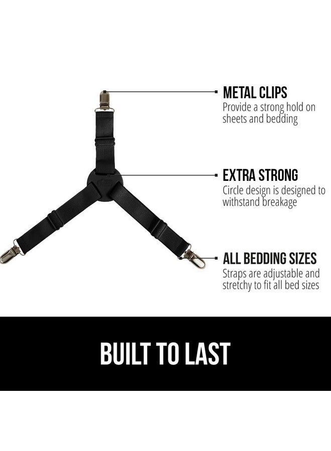 Gorilla Grip GORILLA GRIP Bed Sheet Straps, Adjustable Elastic Fasteners with Metal Clips, Keep in Place Fitted Bedding Holder, Easy Install Suspenders Mattress, Firm Tight Accessories, 8 Pack Black  - Image 2