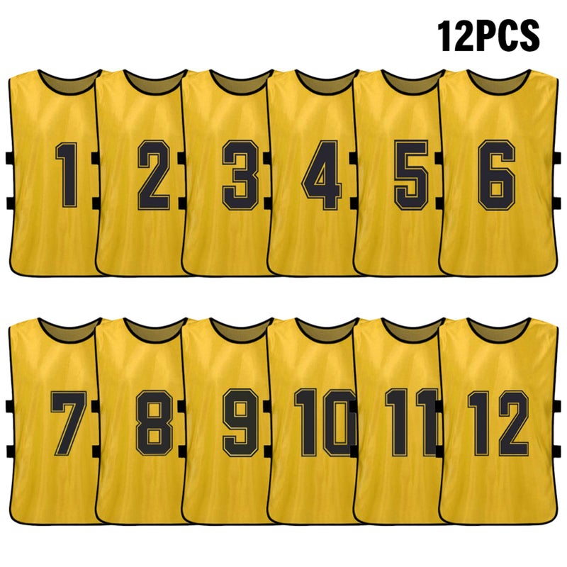 12PCS Kid's Football Pinnies Quick Drying Soccer Jerseys Youth Sports Scrimmage Basketball Team Training Numbered Bibs Practice Sports Vest - Image 1