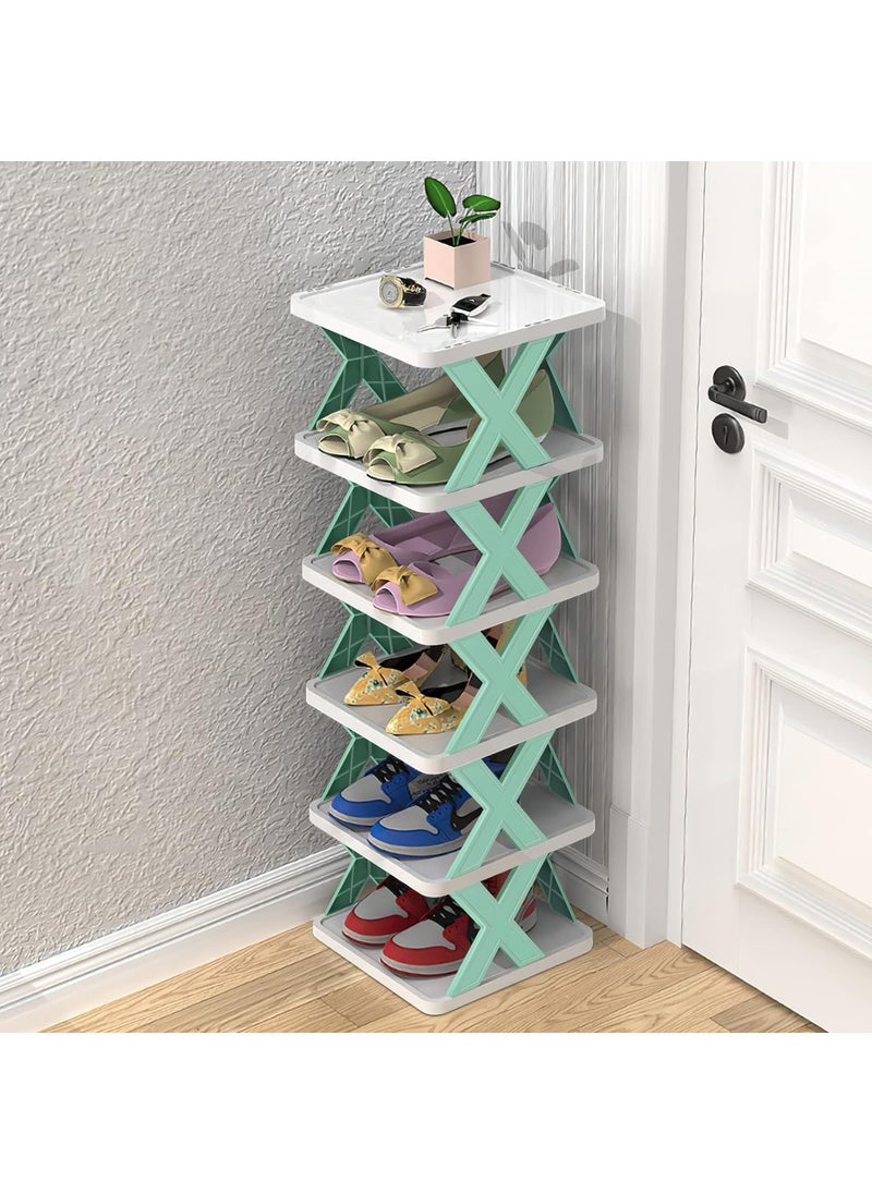 VIPREKHO VIPREKHO 6 Layer shoe rack for home plastic Adjustable Shoe stand organizer stackable storage bedroom entryway slots shelf footwear rack MultiPurpose durable plastic 1 Pcs  - Image 1