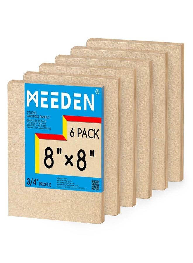 MEEDEN Unfinished Wood Canvas Board: 3/4” Deep 8x8” Wooden Canvas Panel Pack of 6 - Blank Cradled Wood Art Board for Painting - Image 1
