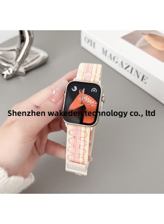 Suitable For Apple Watch Nike Loop Nylon Strap For Apple Watch8/SE/7/6/5/4/3/2/1-Color:38/40/41/ (10th Generation) 42mm Starlight With Pink - pzsku/Z9E35AFA104EE847D3684Z/45/1746231380/fbdf49e3-55a8-4180-bcb6-bdc45f880d2a