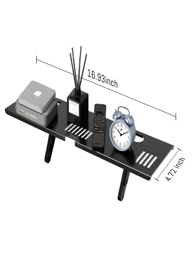 CABTE Adjustable Steel TV Top Shelf, Floating TV Stand, Universal Monitor Shelf for Soundbar, Game Console, Cable Box, Router Shelves and Home Accessories (No Storage Boxes, 1PCS) - Image 2