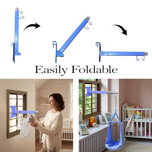 VParents Window Baby Cradle cot Metal Hanger Adjustable and Foldable (Blue) - Image 2
