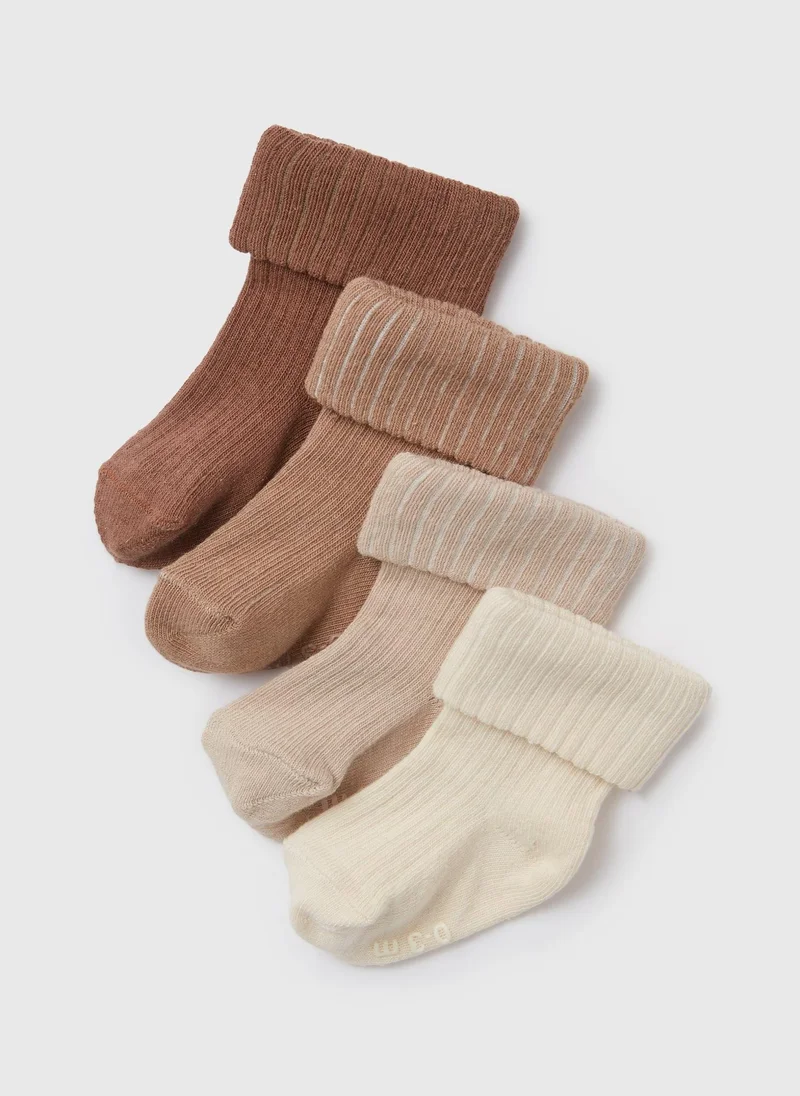 Matalan Baby 4 Pack Beige Ribbed Socks