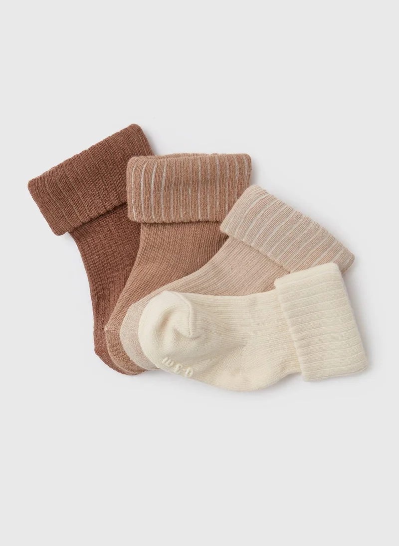Matalan Baby 4 Pack Beige Ribbed Socks