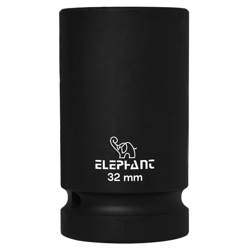 Elephant مفتاح صدمة معدني 1" مربع 6 نقاط قياسي مقاس 32 مم، طول 90 مم - Image 1