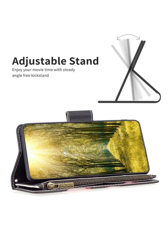 HuHa Case Cover For OPPO Reno7 5G Global Colored Drawing Pattern Zipper Horizontal Flip Phone Leather Case(Lotus)  - Image 5