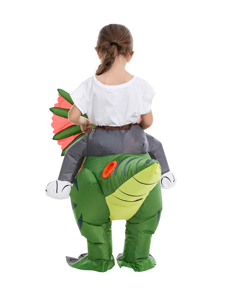 HSCTEK Inflatable Dinosaur Costume Toddler, Blow Up Riding Dilophosauru Cosplay Kids Baby Boys Girls, Ride On Dino Halloween Costume Children - Image 5