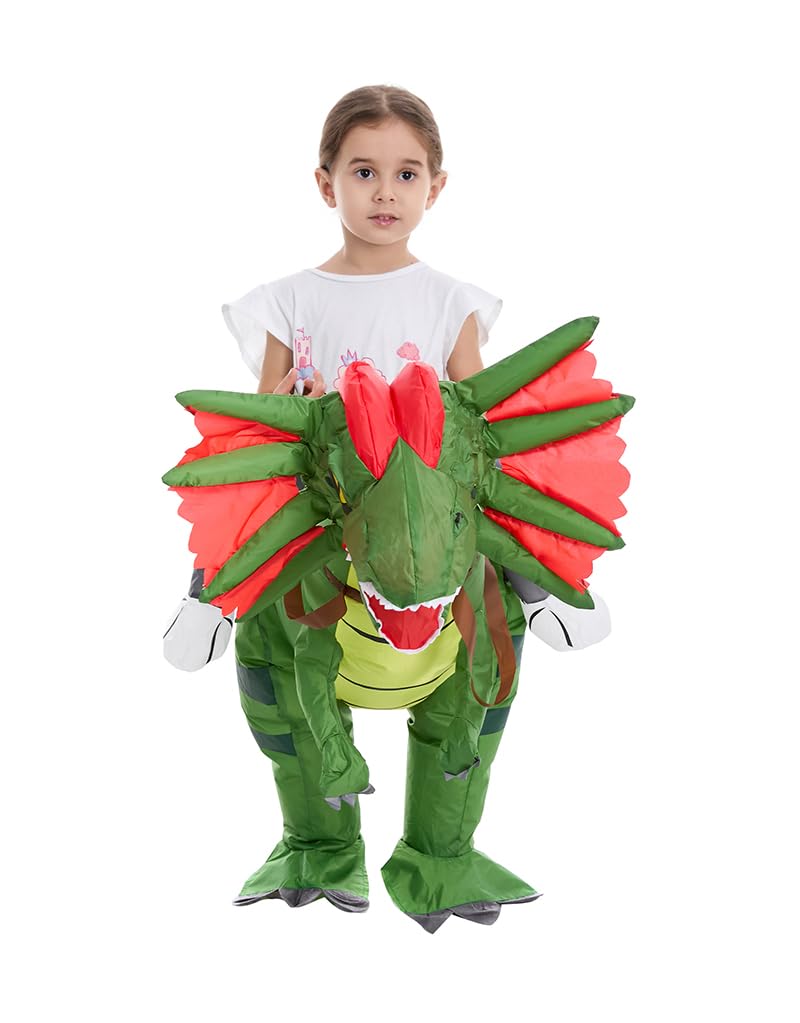 HSCTEK Inflatable Dinosaur Costume Toddler, Blow Up Riding Dilophosauru Cosplay Kids Baby Boys Girls, Ride On Dino Halloween Costume Children - Image 3