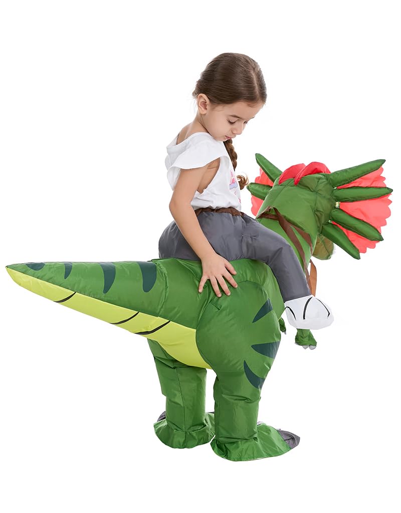 HSCTEK Inflatable Dinosaur Costume Toddler, Blow Up Riding Dilophosauru Cosplay Kids Baby Boys Girls, Ride On Dino Halloween Costume Children - Image 4