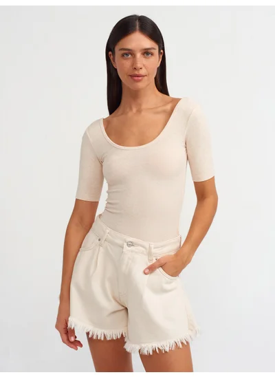 ديلفين 20845 Short Sleeve Bodysuit-Beige Melange
