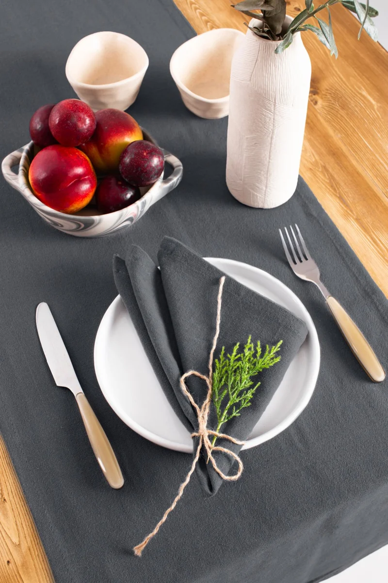 Wellstil 6 Pack Premium Linen Gray Napkins 40 x 40