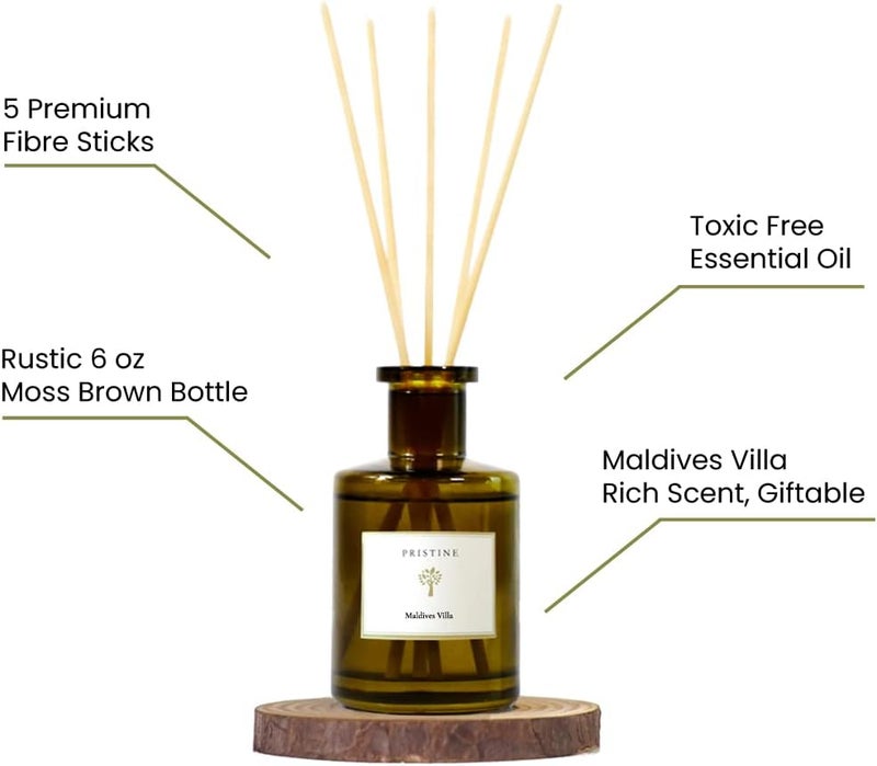 Pristine Maldives Villa/Inspired by Marriott Hotel Reed Diffuser for Home | Citrusy Grapefruit, Apple/Ocean Breeze/Sandalwood Oil Reed Diffuser Set & Reed Diffuser Sticks | Home Decor Scent Diffuser - Image 5