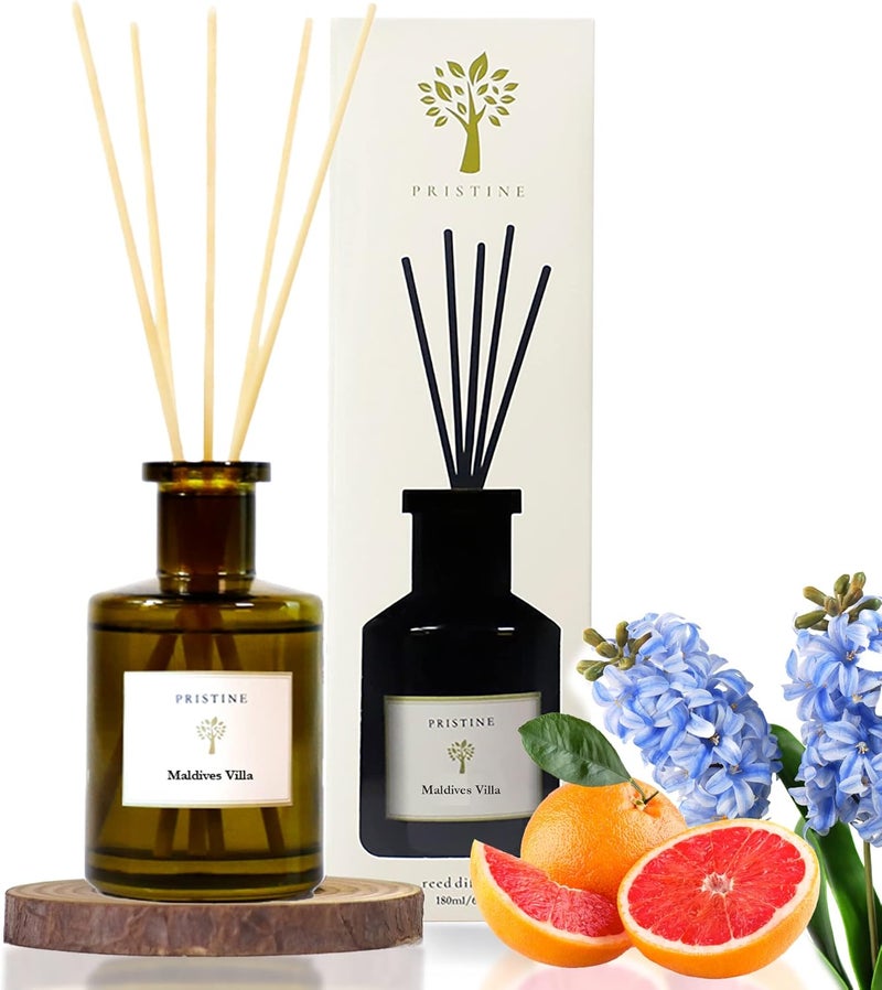 Pristine Maldives Villa/Inspired by Marriott Hotel Reed Diffuser for Home | Citrusy Grapefruit, Apple/Ocean Breeze/Sandalwood Oil Reed Diffuser Set & Reed Diffuser Sticks | Home Decor Scent Diffuser - Image 2