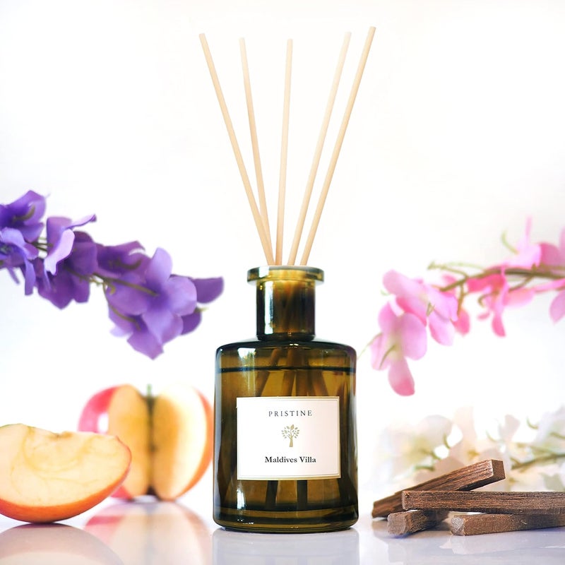 Pristine Maldives Villa/Inspired by Marriott Hotel Reed Diffuser for Home | Citrusy Grapefruit, Apple/Ocean Breeze/Sandalwood Oil Reed Diffuser Set & Reed Diffuser Sticks | Home Decor Scent Diffuser - Image 1