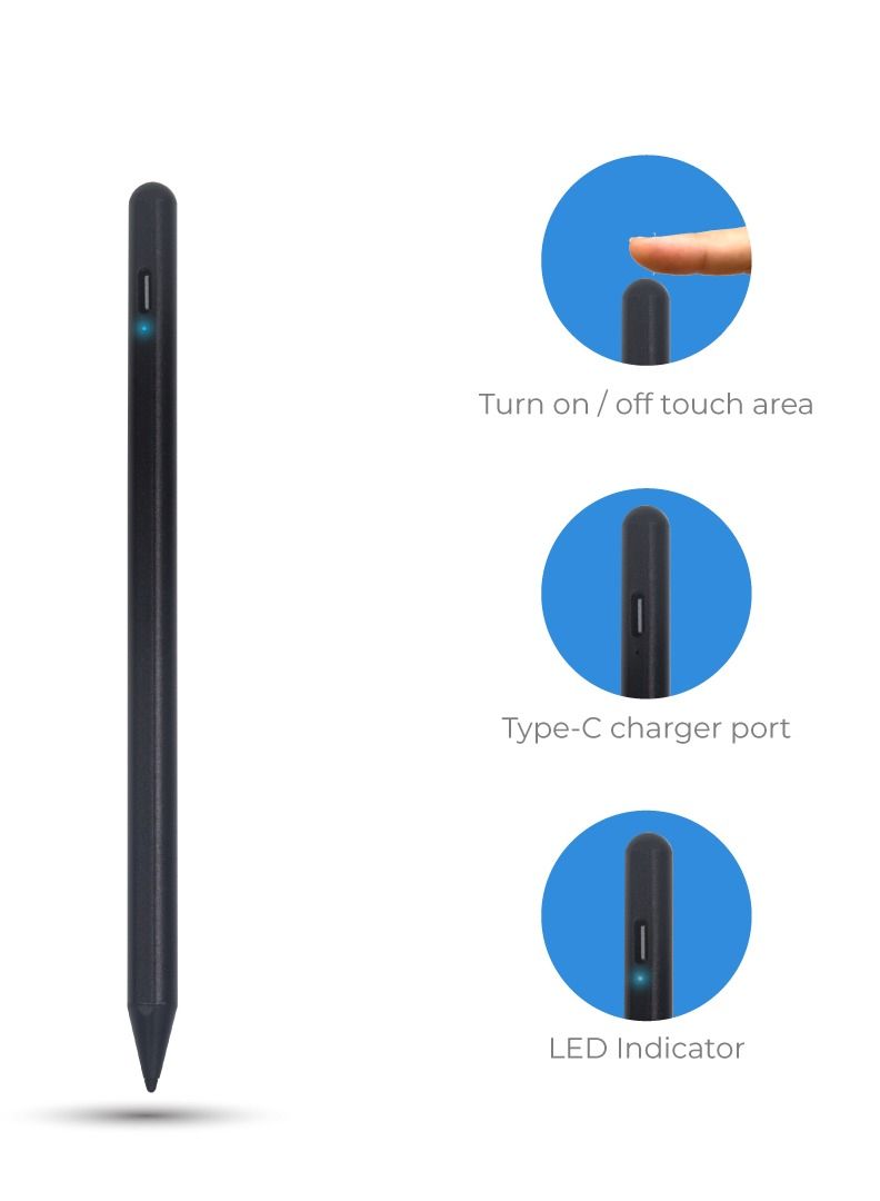blupebble Sketch Pro Magnetic Stylus Pencil for iPad | Aluminum Body, Palm Rejection, Tilt Sensitivity & Fast Charging | Compatible with Apple iPad Pro/Air/Mini (2018 & Later) - Image 3
