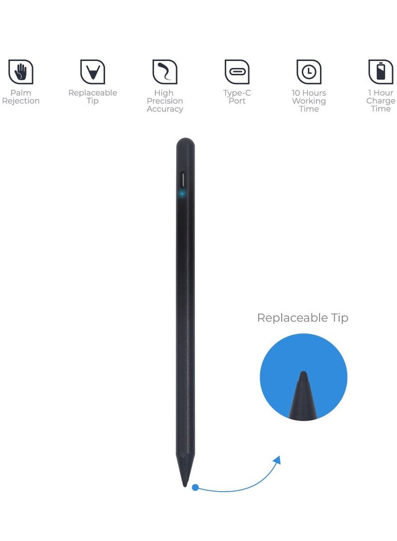 blupebble Sketch Pro Magnetic Stylus Pencil for iPad | Aluminum Body, Palm Rejection, Tilt Sensitivity & Fast Charging | Compatible with Apple iPad Pro/Air/Mini (2018 & Later) - Image 2