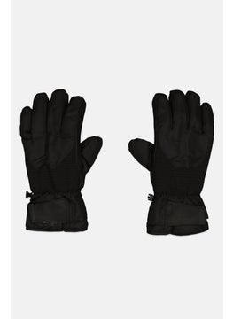 Men Brand Logo Gloves, Black