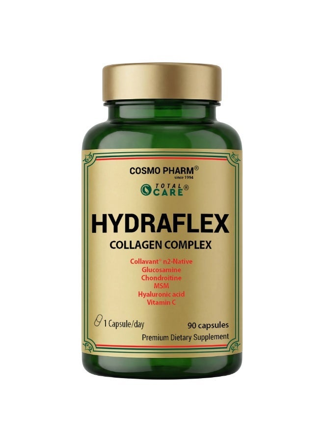 Cosmo Pharm Hydraflex Collagen Complex | Glucosamine, Chondroitin, MSM & Type II Collagen | Supports Joints & Skin | 90 Capsules - Image 1